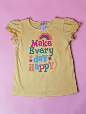 Circo Yellow Girls' Ruffle Sleeve 'Make Every Day Happy' Tee